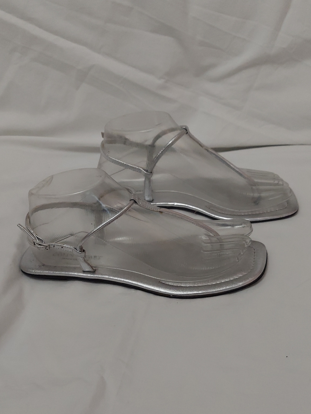 Colin Stuart Silver Metallic Thong Sandals Womens 7 1/2 Made In Italy